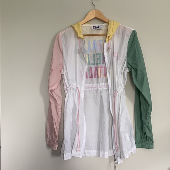 Fila Liliana Wind Jacket  White/Pink/Green - Picture 7 of 14